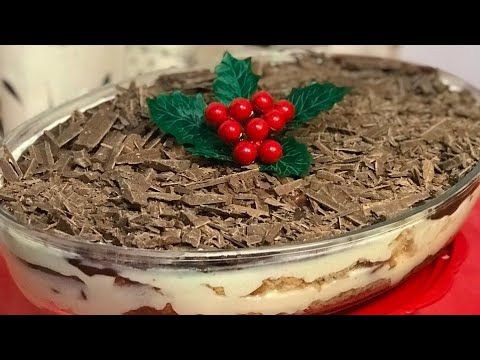 Receita de Natal Pavê de panetone com chocolate